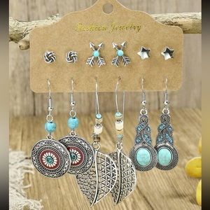 6pairs/set Boho Drop Dangle Earrings Stud Earrings